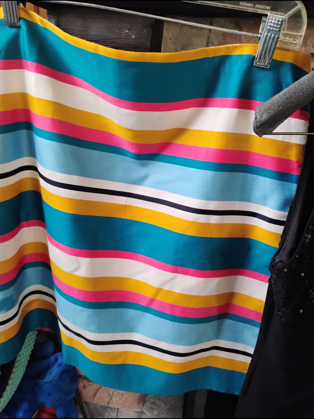 LOFT Striped Mini Skirt in Teal, Yellow, Pink, White, Black